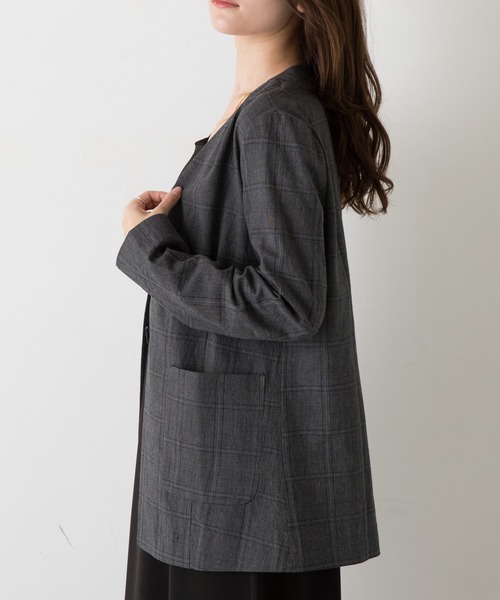 「LAVEANGE」 ノーカラージャケット 4L ブラック レディース_画像3