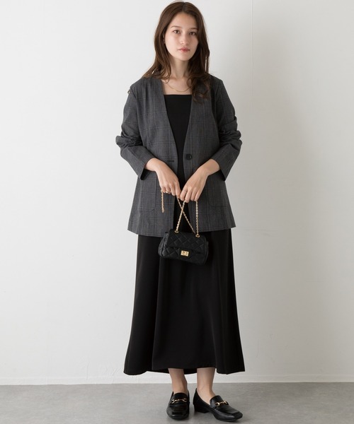 「LAVEANGE」 ノーカラージャケット 4L ブラック レディース_画像5