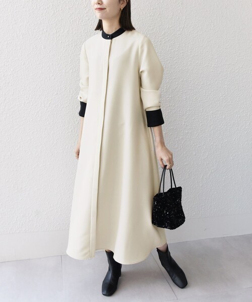 「SHIPS any」 シャツワンピース ONE SIZE ネイビー レディース_画像3