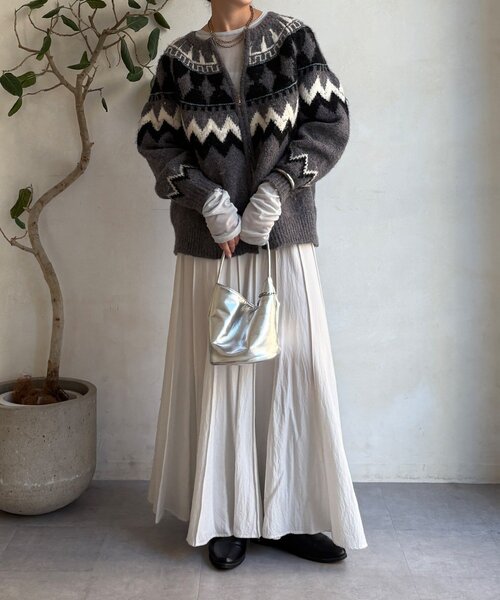 「DouDou」 ロングスカート FREE ベージュ レディース_画像3