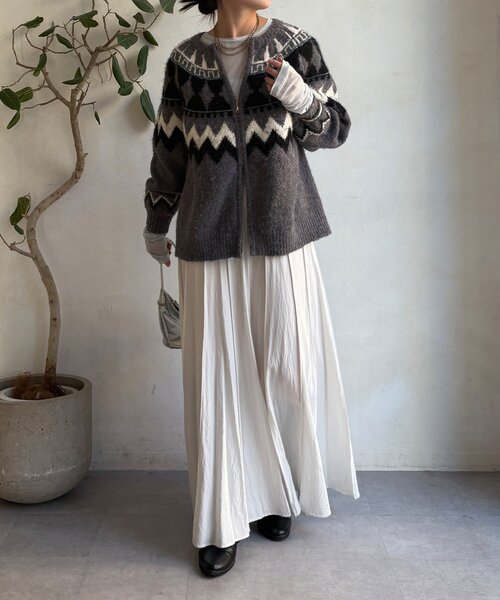 「DouDou」 ロングスカート FREE ベージュ レディース_画像4