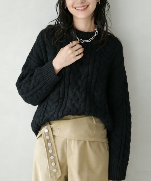 ニット セーター ケーブル編みゆるニット レディース : ZOZOTOWN Yahoo