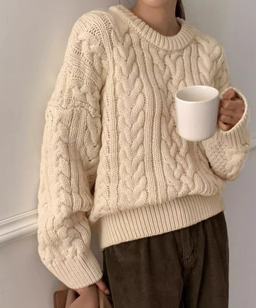 ニット セーター ケーブル編みゆるニット レディース : ZOZOTOWN Yahoo