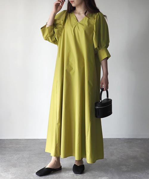 「Riberry」 7分袖ワンピース MEDIUM ブラック レディース_画像2