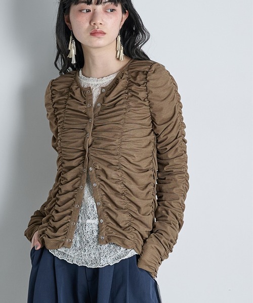 THE Yon tシャツ 2WAYシャーリングシアーカーディガン レディース