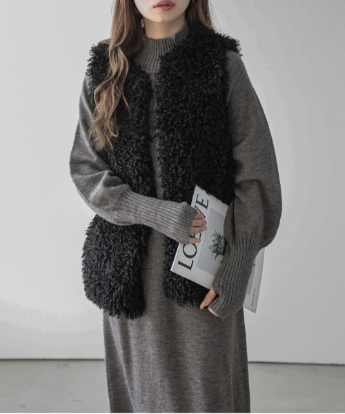 「La-gemme」 ニットワンピース フリー アイボリー レディース_画像3