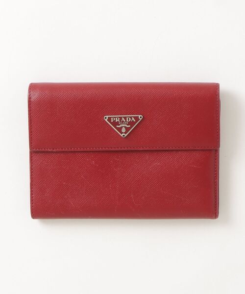 PRADA（プラダ） サフィアーノ 三角ロゴ 財布 - レッド レディース