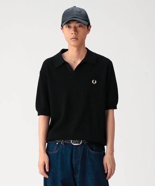 未使用　FRED PERRY フレッドペリー ポロシャツ 黒　刺繍　38 FRED PERRY（フレッドペリー） ポロシャツ 「別注」FRED PERRY