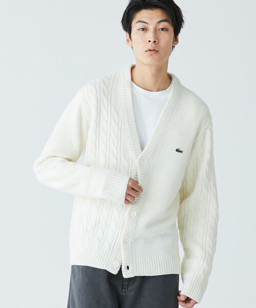 LACOSTE」 ニットカーディガン 4 グレー メンズ LACOSTE（ラコステ）の