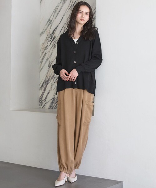 ワイドパンツ パンツ ガーメントツイル ワイドタック レディース