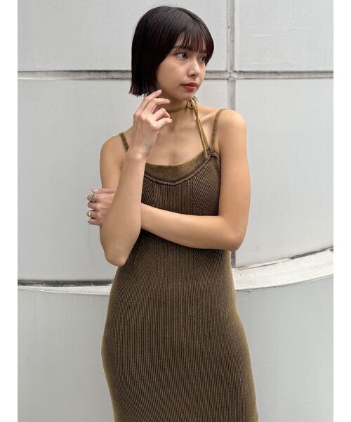 ワンピース レイヤードライクニットキャミワンピース　夏服の画像