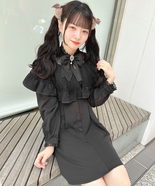 「ROJITA」 長袖ワンピース FREE ブラック レディース_画像3