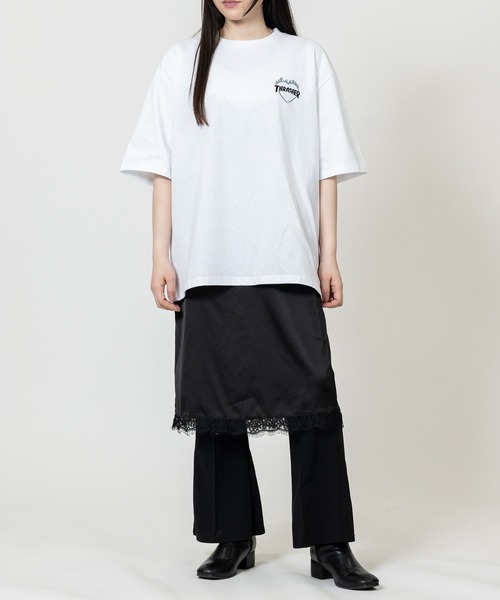 【希少】スラッシャー × ガール コラボ ファイヤーロゴ Tシャツ Lサイズ THRASHER（スラッシャー） tシャツ 「at」「THRASHER/スラッシャー