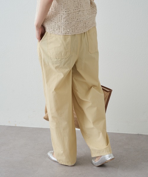 ワイドパンツ パンツ 高密度コットン製品染コクーンパンツ レディースの画像