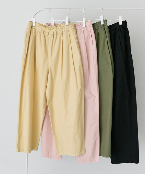ワイドパンツ パンツ 高密度コットン製品染コクーンパンツ レディースの画像