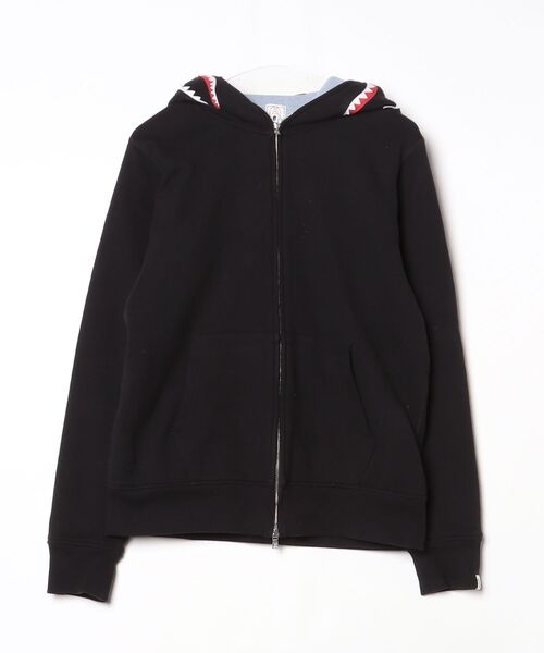 BAPE 黒 ジップアップパーカー A BATHING APE® One Point Ape Head Shark Relaxed Fit Full Zip