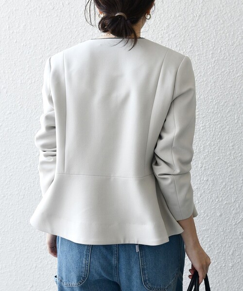 「SHIPS any」 ノーカラージャケット ONE SIZE ネイビー レディースの画像