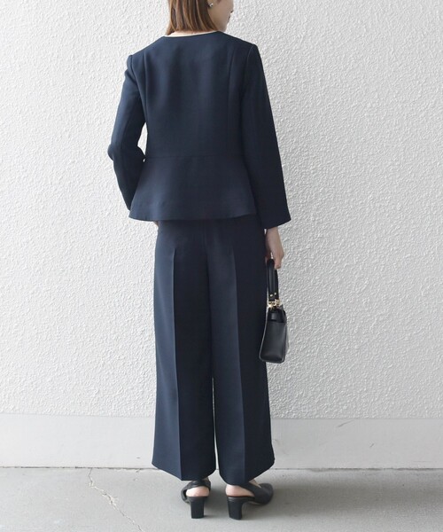 「SHIPS any」 ノーカラージャケット ONE SIZE ネイビー レディースの画像