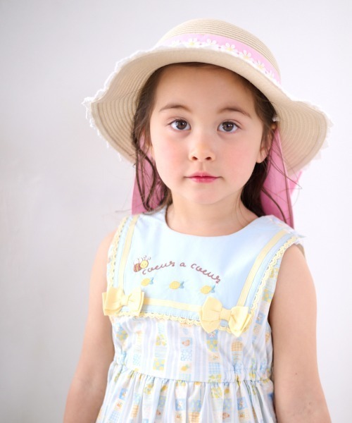 coeur a 帽子 ハット 日よけ付きリボン帽子 キッズ 子供 女の子