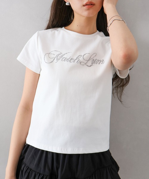 SpRay（スプレイ） tシャツ 半袖 ビジューロゴ Tシャツ レディース