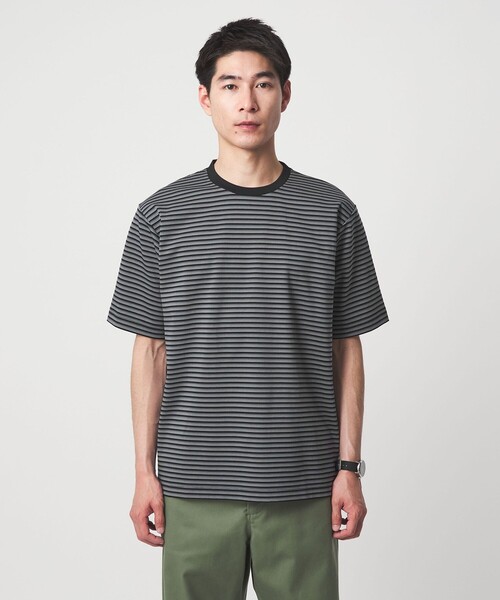 【グレー】【コットンシルケット】ポンチ クルーネック Tシャツ green label relaxing（グリーンレーベルリラクシング） tシャツ