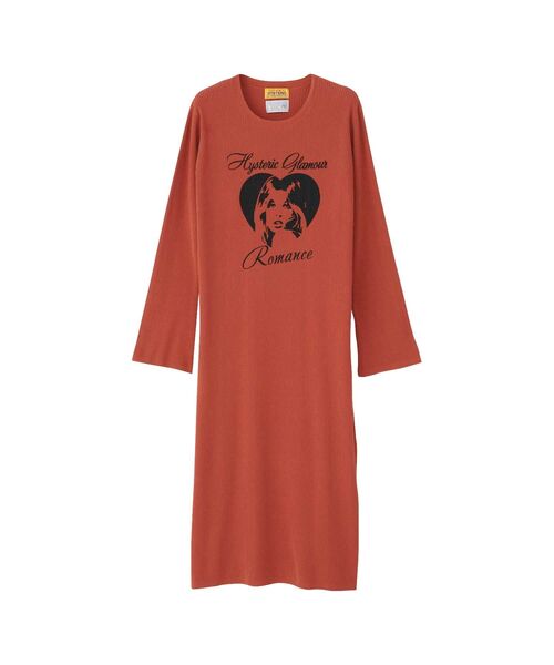 「HYSTERIC GLAMOUR」 長袖ワンピース FREE オレンジ レディース