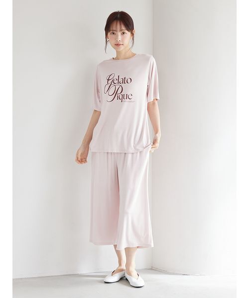 パジャマ ルームウェア 「IFMC.」レーヨンロゴ7分丈パンツ レディースの画像