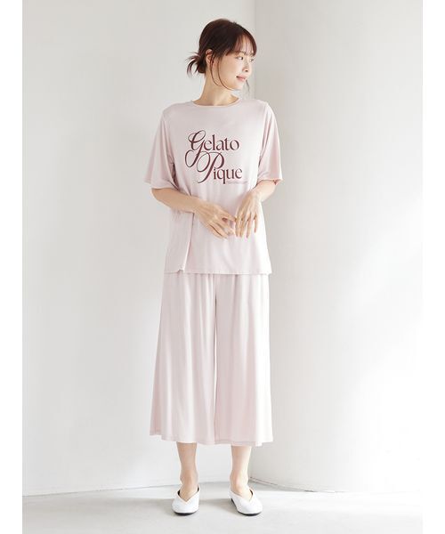 パジャマ ルームウェア 「IFMC.」レーヨンロゴ7分丈パンツ レディースの画像