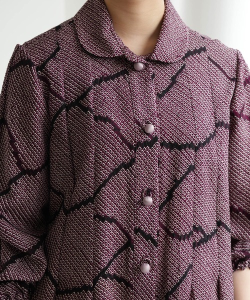 ブラウス シャツ 着物リメイク maison utatane シャツ/ブラウス 静寂の紫黒絞り レディースの画像