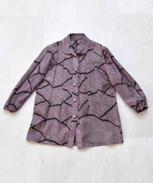 ブラウス シャツ 着物リメイク maison utatane シャツ/ブラウス 静寂の紫黒絞り レディースの画像