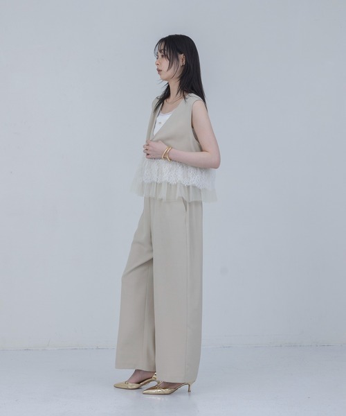 セットアップ レースフリルベスト×パンツ　セットアップ レディース_4