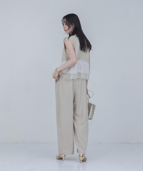 セットアップ レースフリルベスト×パンツ　セットアップ レディース_5