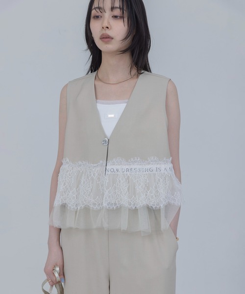 セットアップ レースフリルベスト×パンツ　セットアップ レディース_6