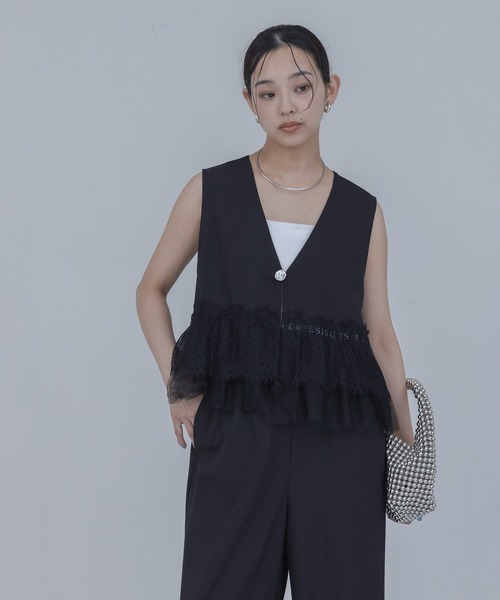 セットアップ レースフリルベスト×パンツ　セットアップ レディース_18