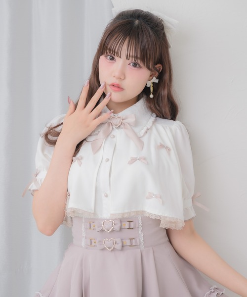 ROJITA（ロジータ） ブラウス シャツ 半袖 プチリボンヨークフレア半袖