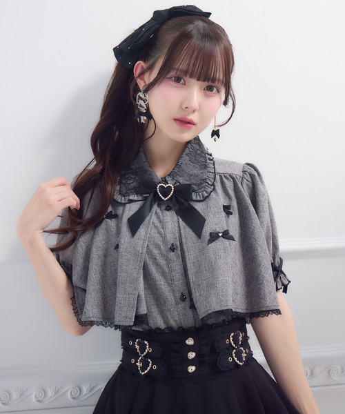 ROJITA（ロジータ） ブラウス シャツ 半袖 プチリボンヨークフレア半袖