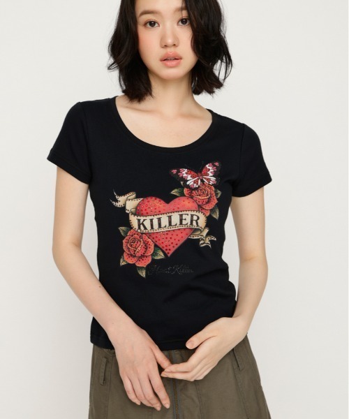 SLY（スライ） tシャツ HEART PRINT CUT TOPS ハートプリントカット 