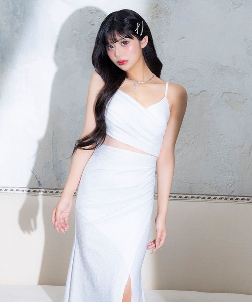 Tika（ティカ） ドレス キャバドレス ロング タイト ラメ キャミソール