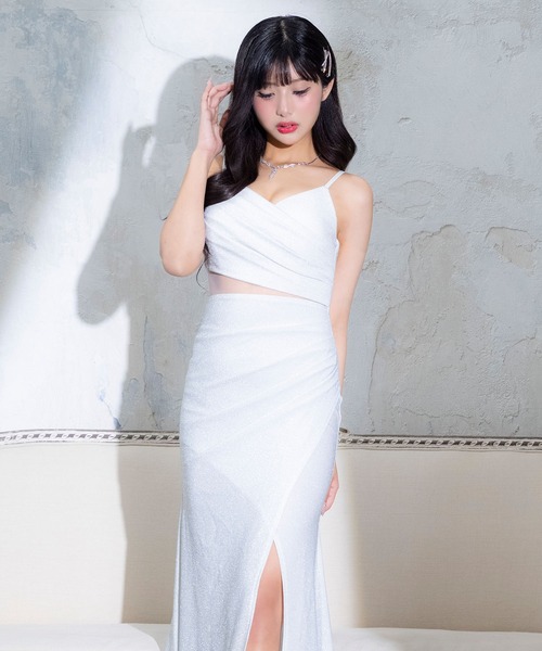 Tika（ティカ） ドレス キャバドレス ロング タイト ラメ キャミソール