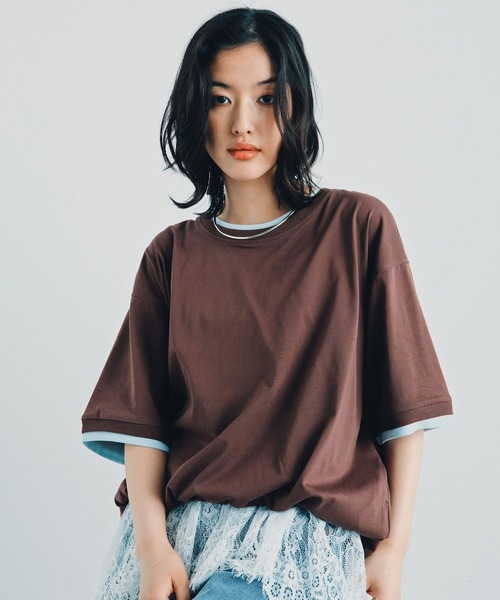 LEPSIM（レプシィム） tシャツ 半袖 「レプクル」配色プルオーバーSS