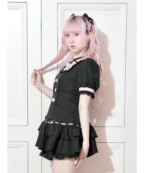 NOEMIE（ノエミー） ワンピース 半袖 リボンヨークコットンフリル