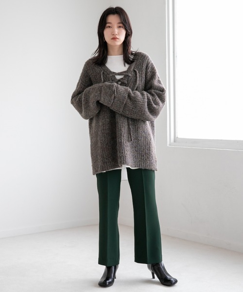 LOWRYS FARM パンツ ツイルカラーフレアパンツ 925462