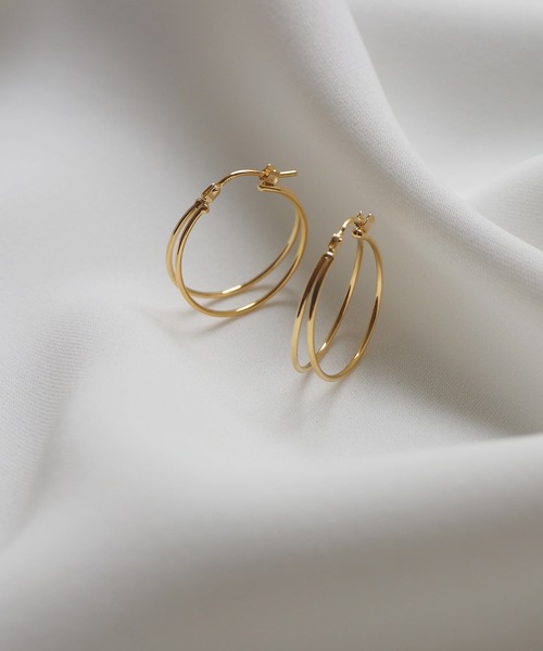 ピアス silver925 2連デザインフープピアス :60387441:ZOZOTOWN Yahoo
