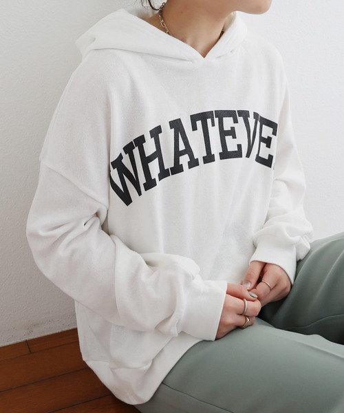 tシャツ ミニ裏毛スリットパーカースウェット レディース andme パーカー バックスリットミニ裏毛スウェットパーカー