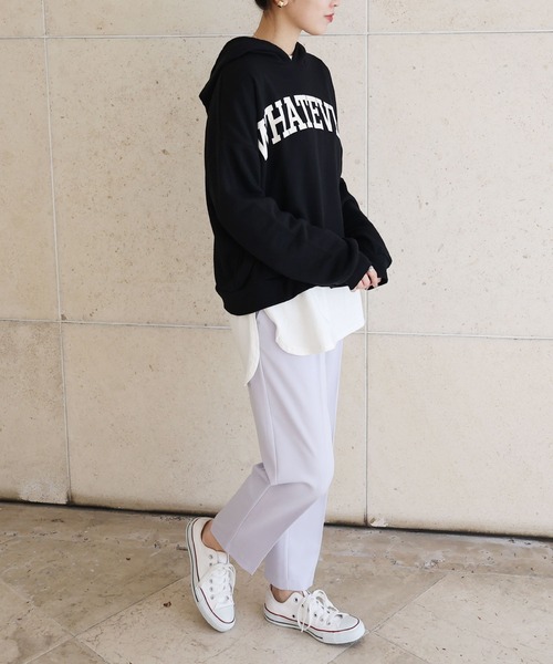 tシャツ ミニ裏毛スリットパーカースウェット レディース andme パーカー バックスリットミニ裏毛スウェットパーカー