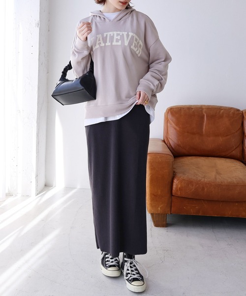 tシャツ ミニ裏毛スリットパーカースウェット レディース andme パーカー バックスリットミニ裏毛スウェットパーカー