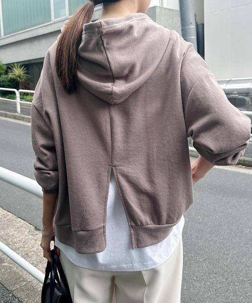 tシャツ ミニ裏毛スリットパーカースウェット レディース バックスリット ミニ裏毛 スウェット パーカー レディース