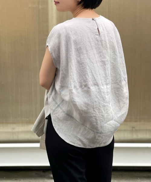 tシャツ Tシャツ リネンビッグチェックカットソー
