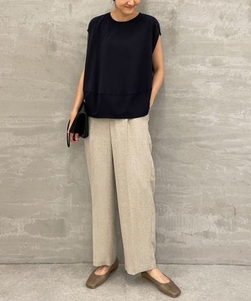 tシャツ Tシャツ リネンビッグチェックカットソー