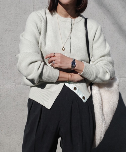 AKTE（アクテ） カーディガン ボタンフライニットカーディガン